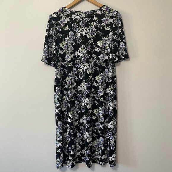 New Kim & Co. Black Floral Brazil Knit Short Mini Dress Size Medium bin 1V - Picture 4 of 5